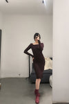 marc le bihan 21923 stretch dress aubergine